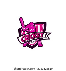 Girl Cricket Sport Team Club Logo Design Template