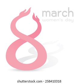 girl crossed twin hands make number, 8 march, international women's day on white background