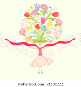 Girl with a crown of flowers, summer, spring