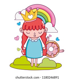 girl with crown and kawaii cat donut girl with crown and kawaii cat donut