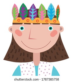 girl with a crown of leaves on her head
