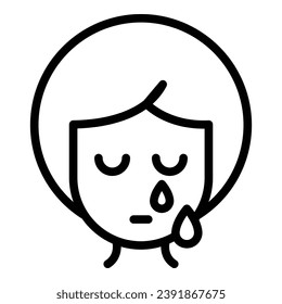 Girl crying icon outline vector. School violence. Child bully