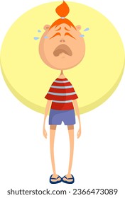 Niña llorando, ilustración, vector sobre fondo blanco.