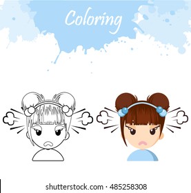 The girl is crying image for coloring.