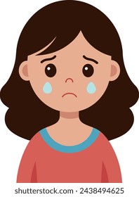 Girl crying and upset vector illustration concept