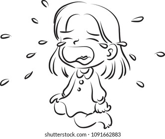 girl crying vector
