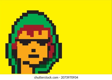 Girl Cryptopunk NFT blockchain, non fungible token. Pixel art character