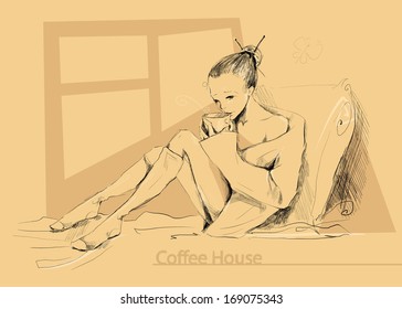 Girl with a cup in hands