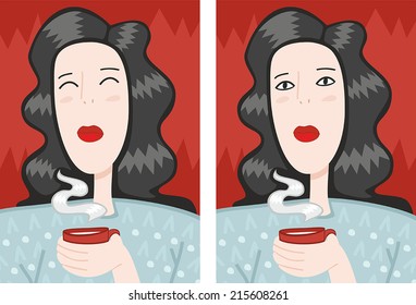 Girl with a cup milk in a sweater poster