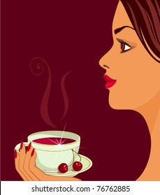 girl with cup of tea.