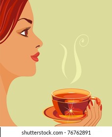 girl with cup of tea.