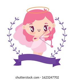 Girl cupid cartoon design of love passion romantic valentines day wedding decoration and marriage theme Vector illustration