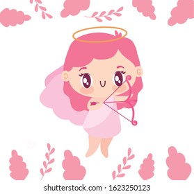 Girl cupid cartoon design of love passion romantic valentines day wedding decoration and marriage theme Vector illustration