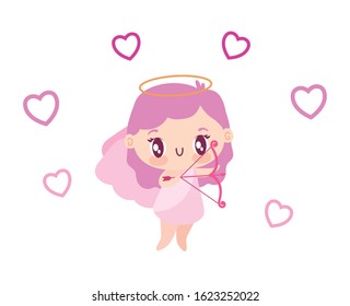 Girl cupid cartoon design of love passion romantic valentines day wedding decoration and marriage theme Vector illustration