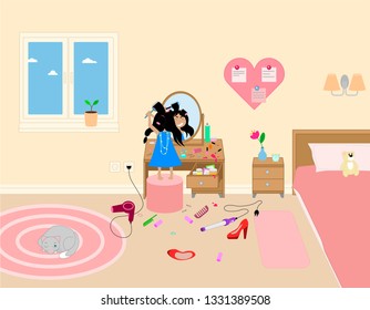 Girl with curlers