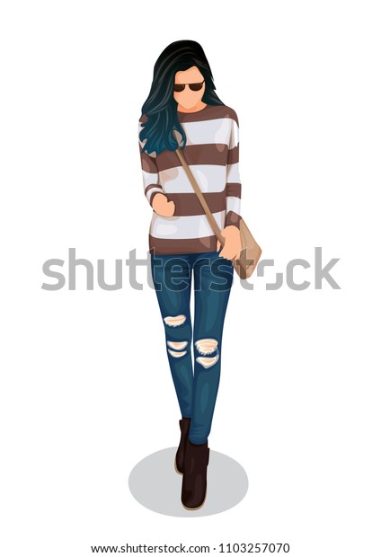 Girl Curly Ombre Blue Hair Uses Beauty Fashion Stock Image