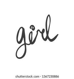 Girl cursive hand lettering vector isolated on white background