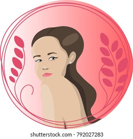 Girl cute avatar, flat vector.