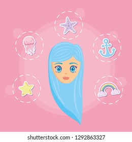 Girl and cute icons design