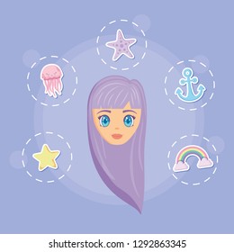 Girl and cute icons design