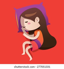 girl cute vector character cartoon sleeping