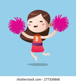 girl cute vector character cartoon cheerleader
