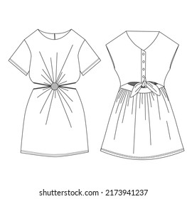 Girl  Cut-out  Dress  Collection  Cad