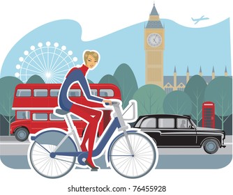 Girl Cycling In London