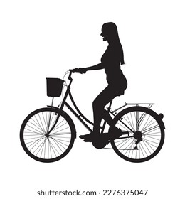 Silueta vectorial de la vista lateral del ciclismo femenino.