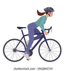 Girl cyclist in a sports suit.Eco transport.The concept of a healthy lifestyle, sports training, cardio load.