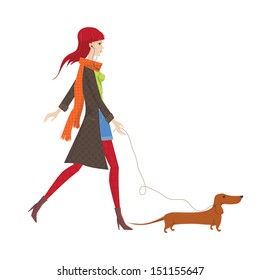 Girl with dachshund