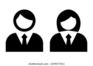 Girl dan Male office Icon Black and White Vector