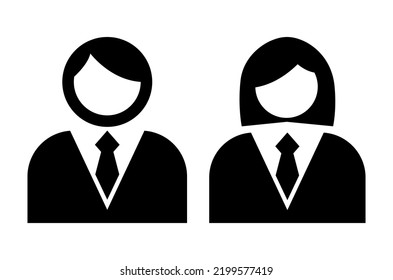 Girl dan Male office Icon Black and White Vector
