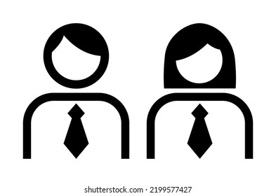 Girl dan Male office Icon Black and White Vector