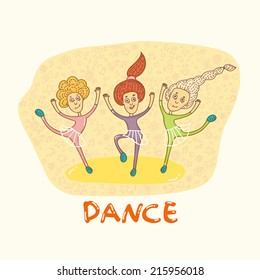 girl dance doodle vector