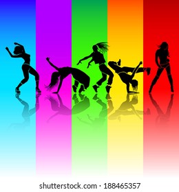 Girl dance energy motion vector