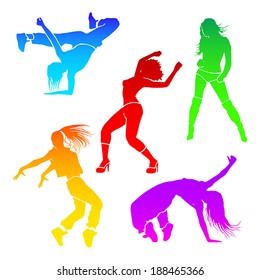 Girl dance energy motion vector