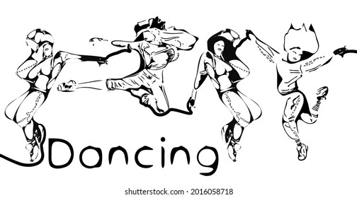 Girl dance modern dances. Contemporary dances. Illustration on the theme of dancing. Stylization.