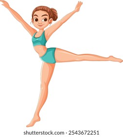 Girl in dance pose wearing teal outfit