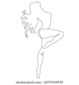 The girl in the dance. Rhythm. Gymnastics.