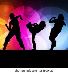 Girl dance silhouette vector background concept