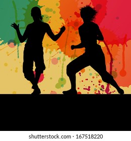 Girl dance silhouette vector color splash background concept