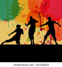 Girl dance silhouette vector color splash background concept