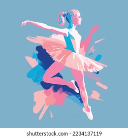 Girl dancer dancing learning dance routine in a studio of a dance school, female woman ballet, jazz, modern dancer fit happy, logo illustration design 