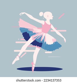 Girl dancer dancing learning dance routine in a studio of a dance school, female woman ballet, jazz, modern dancer fit happy, logo illustration design 