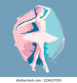 Girl dancer dancing learning dance routine in a studio of a dance school, female woman ballet, jazz, modern dancer fit happy, logo illustration design 