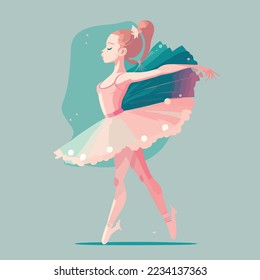 Girl dancer dancing learning dance routine in a studio of a dance school, female woman ballet, jazz, modern dancer fit happy, logo illustration design 