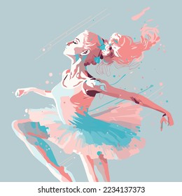 Girl dancer dancing learning dance routine in a studio of a dance school, female woman ballet, jazz, modern dancer fit happy, logo illustration design 