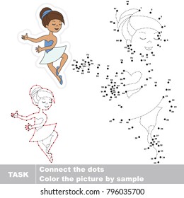 Girl Dancer. Dot to dot educational game for kids.