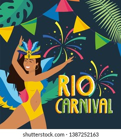 girl dancer with party banner to carnival